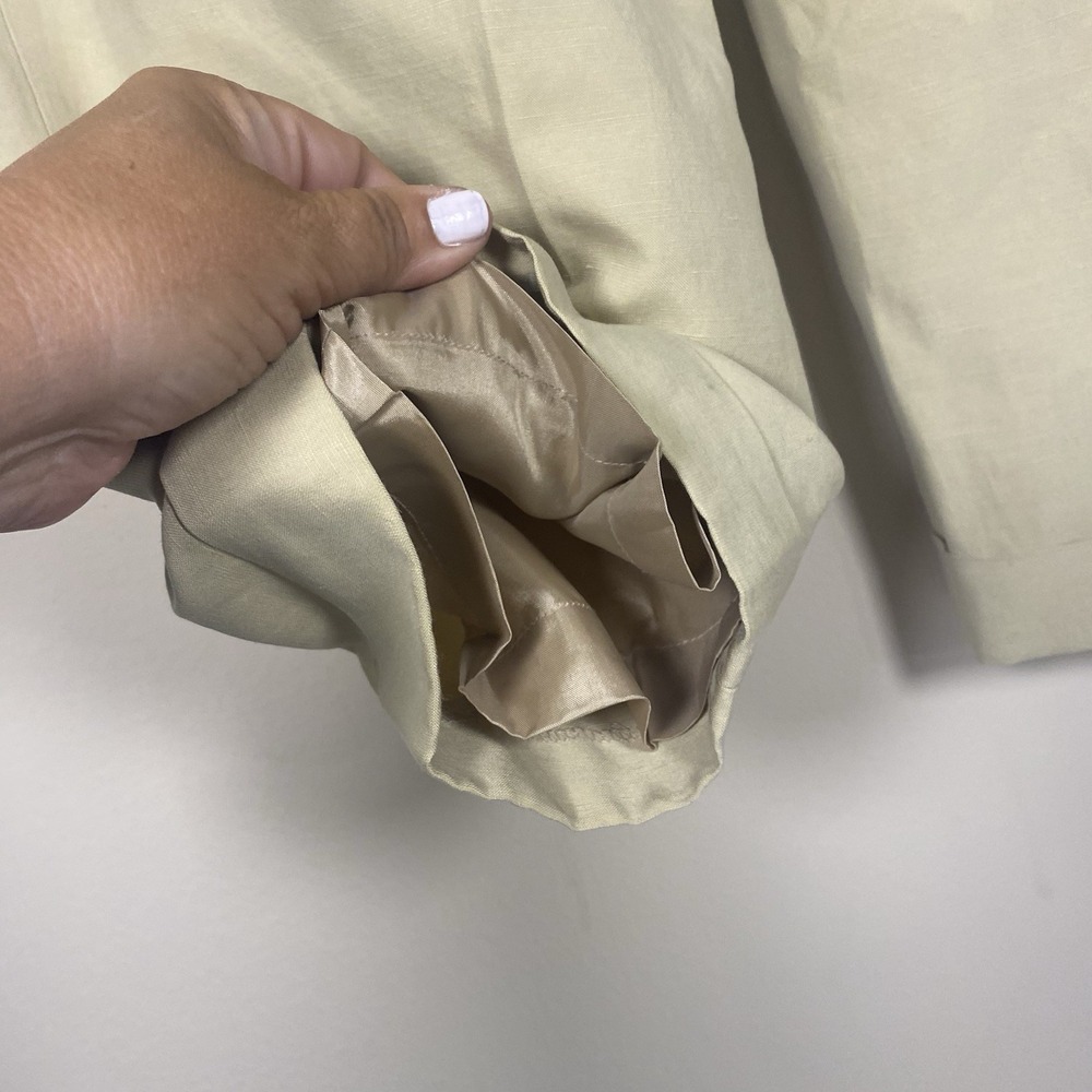 Lauren Ralph Lauren Sz 12 Silk Linen Blend‎ Lined Wide Leg Casual Pants Beige - Picture 3 of 10